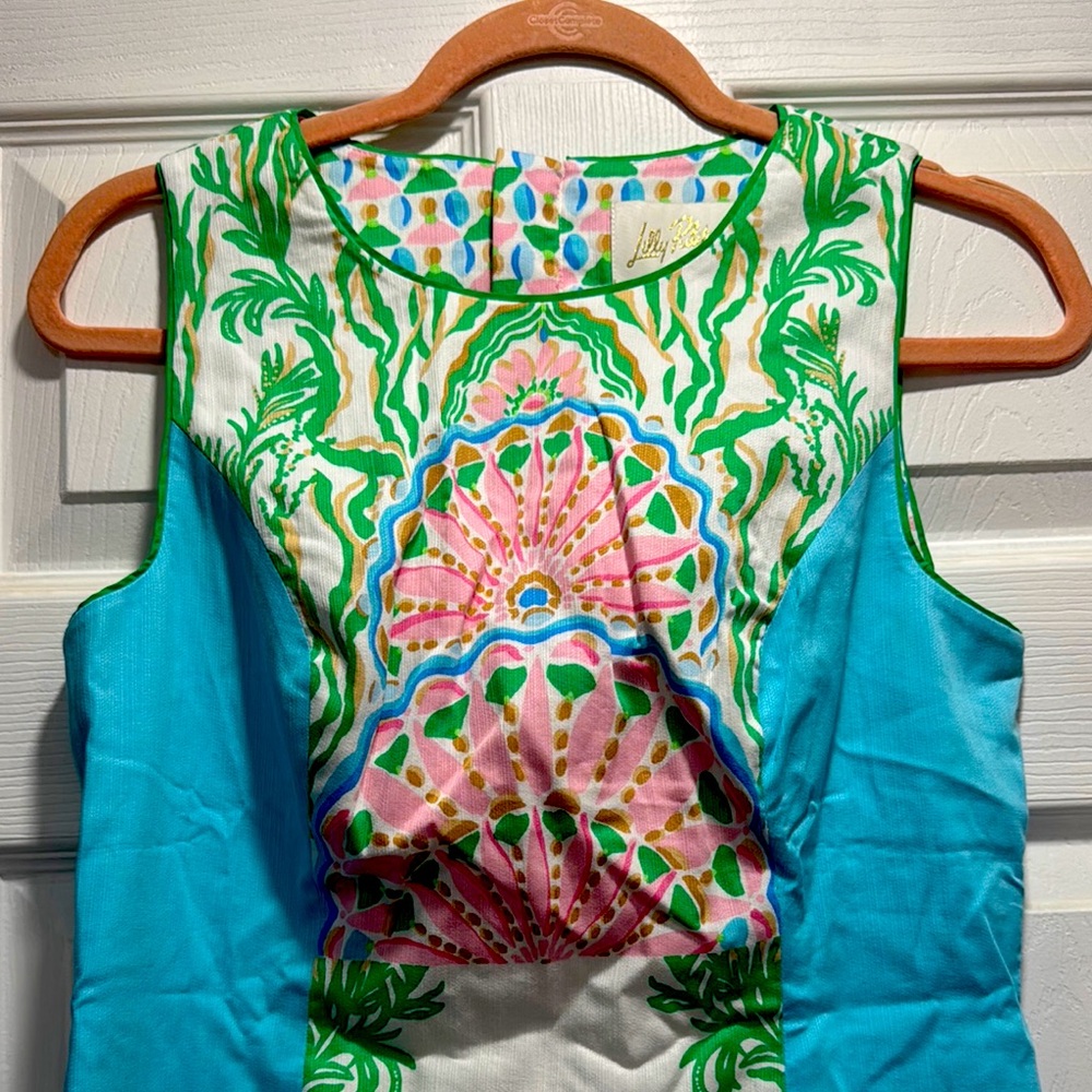 Lilly Pulitzer Tropical Print Dress in Pink and Blue